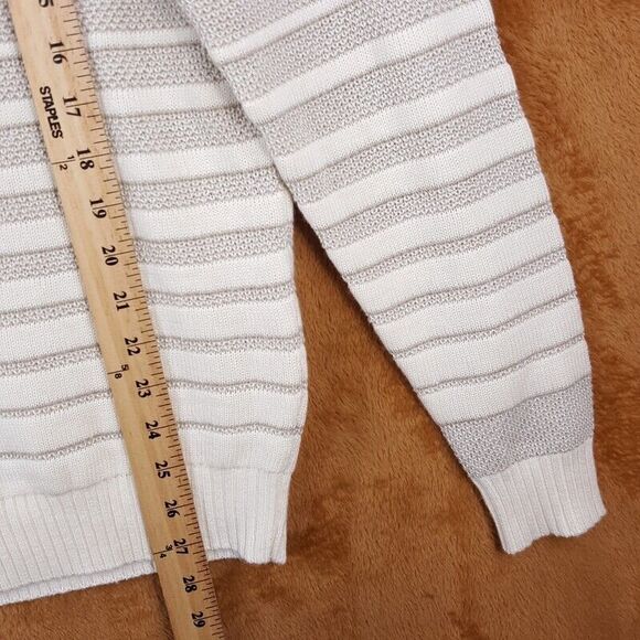 PETER MILLAR Mens Sweater Small Cream Pullover MIDI STRIPED CREW Linen Wool $350 - Picture 9 of 10